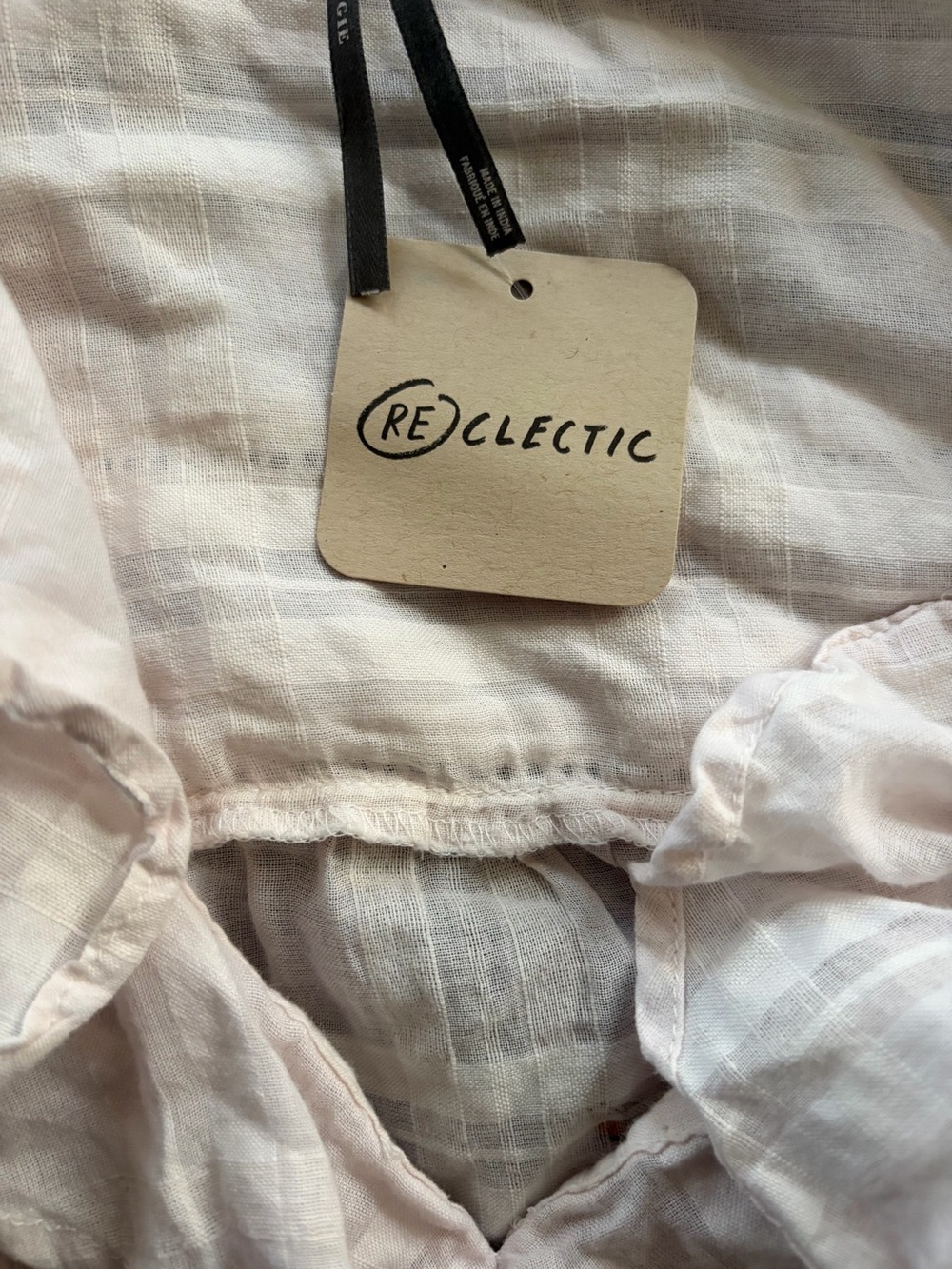 Anthropologie White Floral Ruffle V-Neck Blouse with Yellow & Pink Accents - Picture 3 of 5